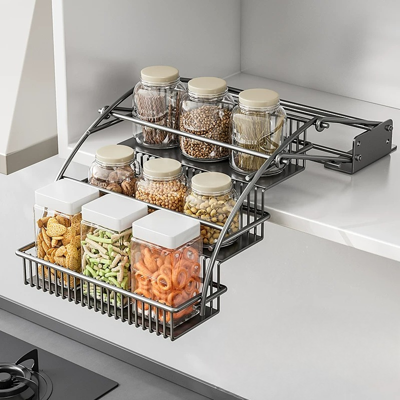 Cabinet Pull Down Basket, 3 Ti - Kitchen Gadgets Cabinet 评论和价格