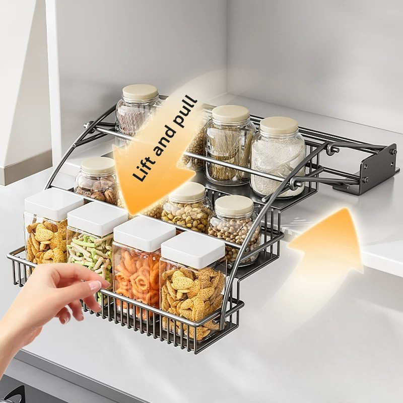 Cabinet Pull Down Basket, 3 Ti - Kitchen Gadgets Cabinet 评论和价格