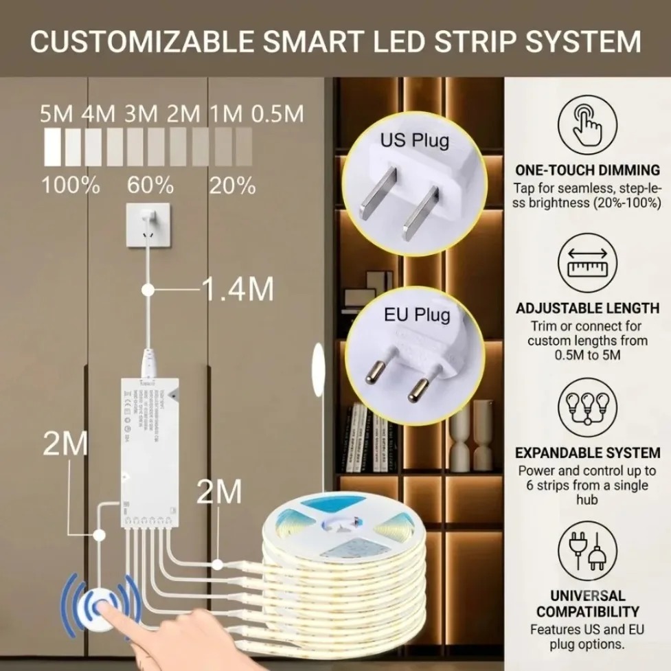 Touch Control Sync COB LED Str - Kitchen Gadgets Cabinet 评论和价格