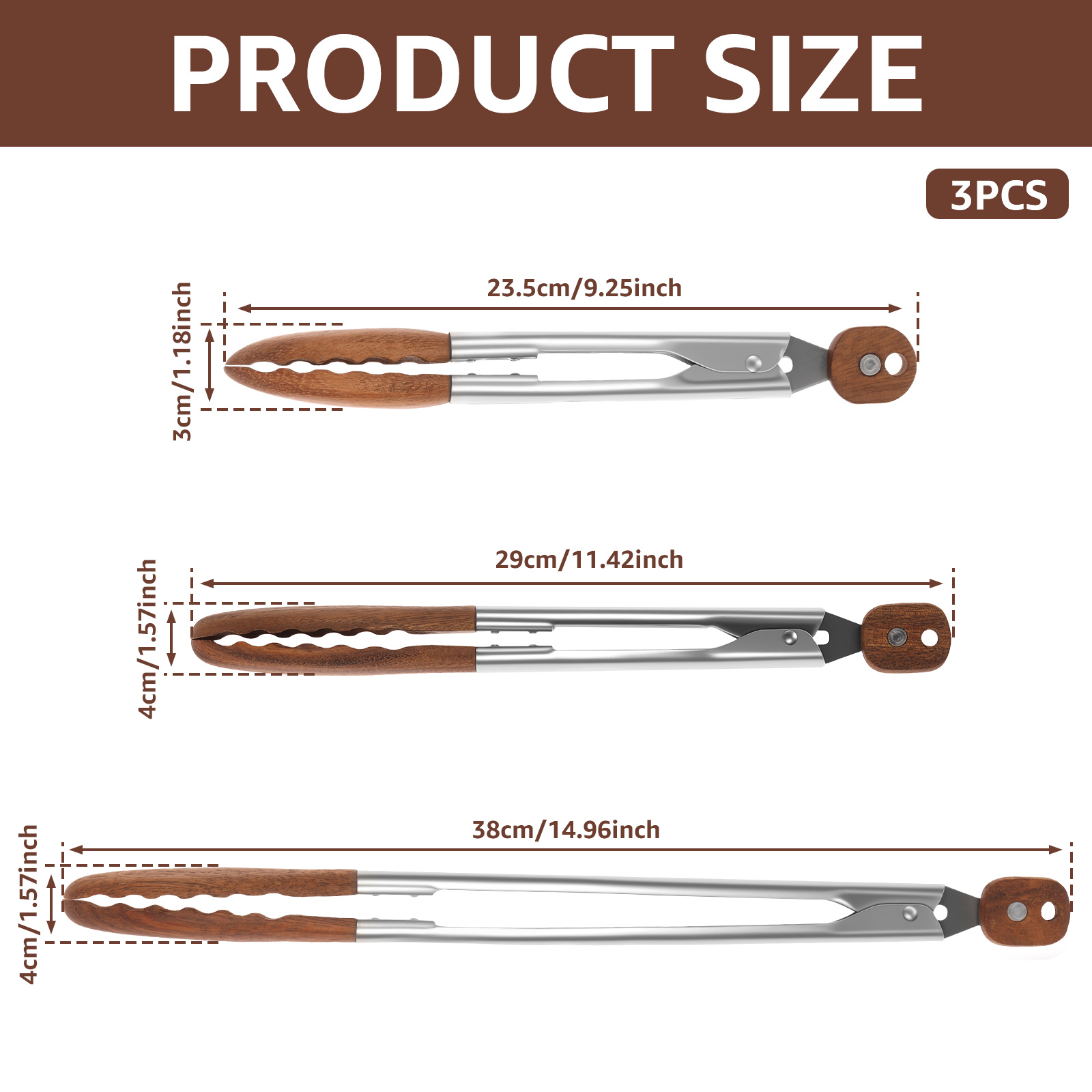 2/3 Pcs Food Tongs Walnut Wood - Kitchen Gadgets Pakistan 评论和价格